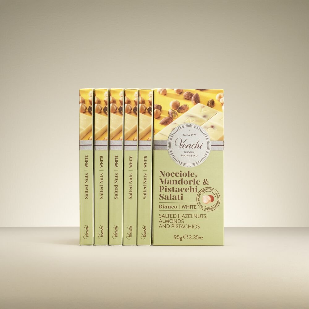Venchi Store White Chocolate Salted Nuts Bar Bundle